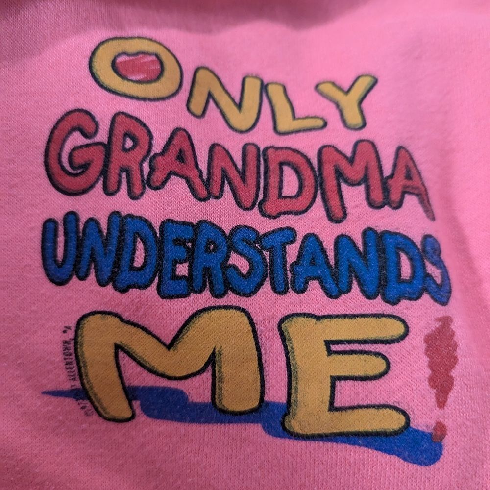 Vintage girls grandma pink hooded sweatshirt size small